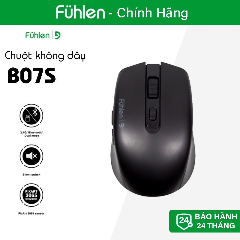 Chuột không dây Fuhlen B07s silent 2 chế độ Bluetooth/ 2.4G - Chính hãng bảo hành 2 năm