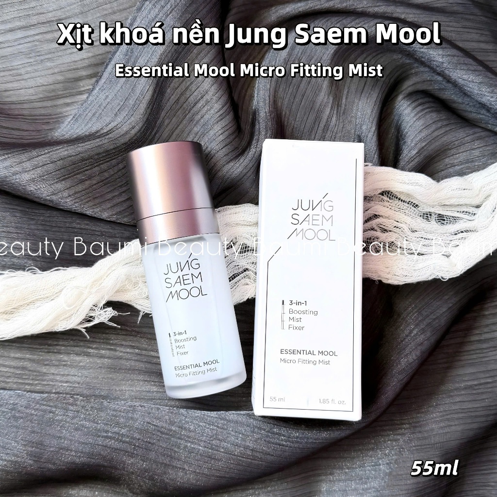 Xịt khoá nền cấp ẩm, giữ makeup lâu trôi Jung Saem Mool 3in1 Essential Mool Micro Fitting Mist - Hàn