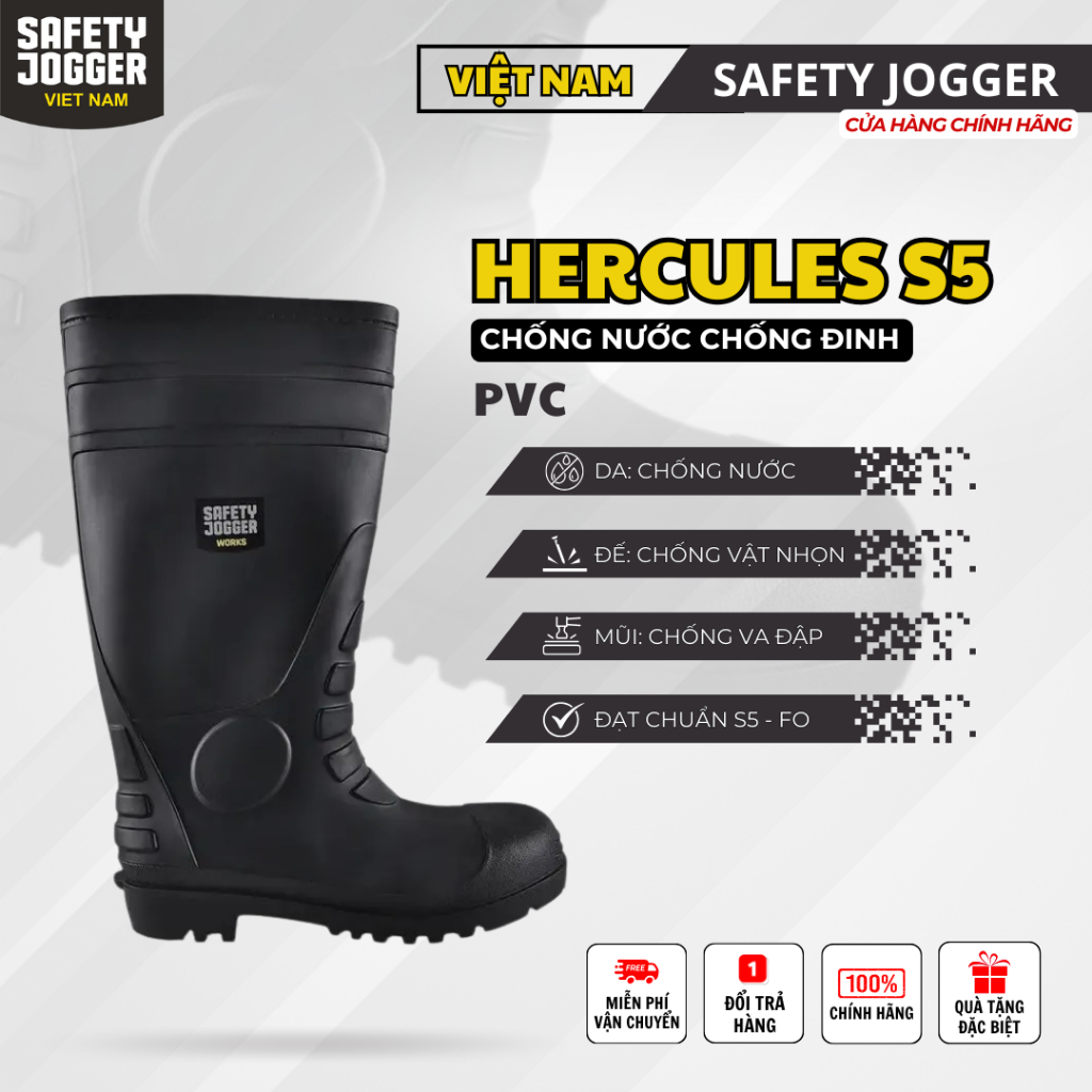[SAFETY JOGGER] Ủng Bảo Hộ Safety Jogger Hercules S5 Chống Đinh & Dập Ngón Chống Trơn Trượt Dầu Mỡ