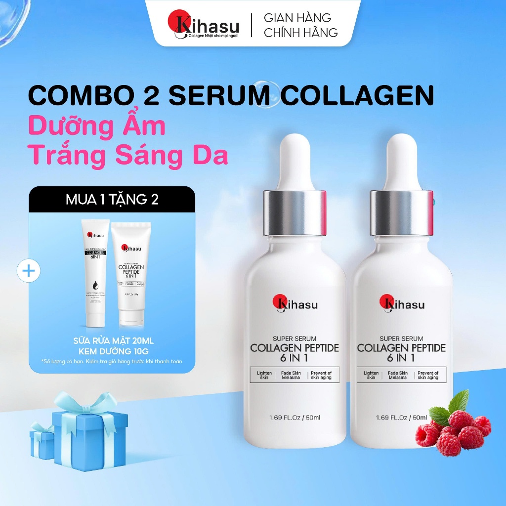 Combo 2 Serum Collagen Kihasu Cho Da Xỉn Màu – Dưỡng Sáng, Cấp Ẩm, Làm Đều Màu Da