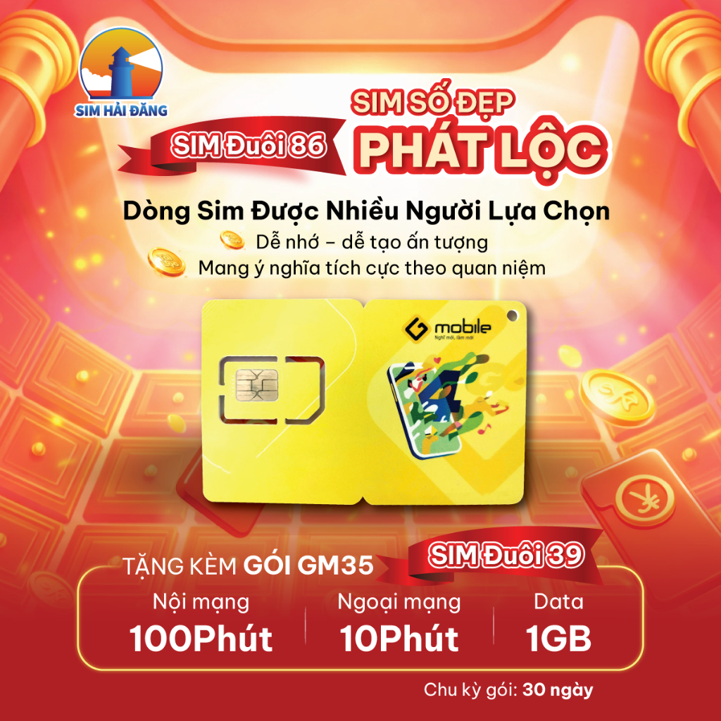 [CÓ HỖ TRỢ ESIM] SIM Gmobile Đầu 099 Số Đẹp - ĐuôI 86 Phát Lộc - GM35 Sóng 5G/4G Mobifone