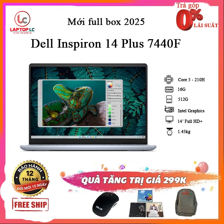 [FULL VAT] Dell Inspiron 14 Plus 7440F {Core 5-210H / 16G / SSD 512GB / 14″, FHD+}