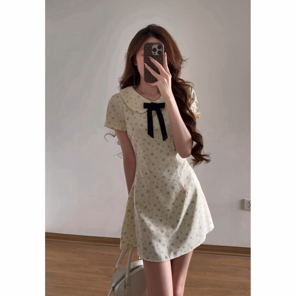 Váy hoa nhí cổ sen dáng ngắn tiểu thư xixeoshop - V130 | BigBuy360 - bigbuy360.vn