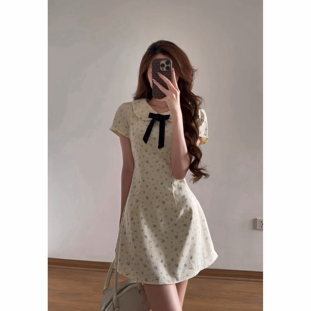 Váy hoa nhí cổ sen dáng ngắn tiểu thư xixeoshop - V130 | BigBuy360 - bigbuy360.vn