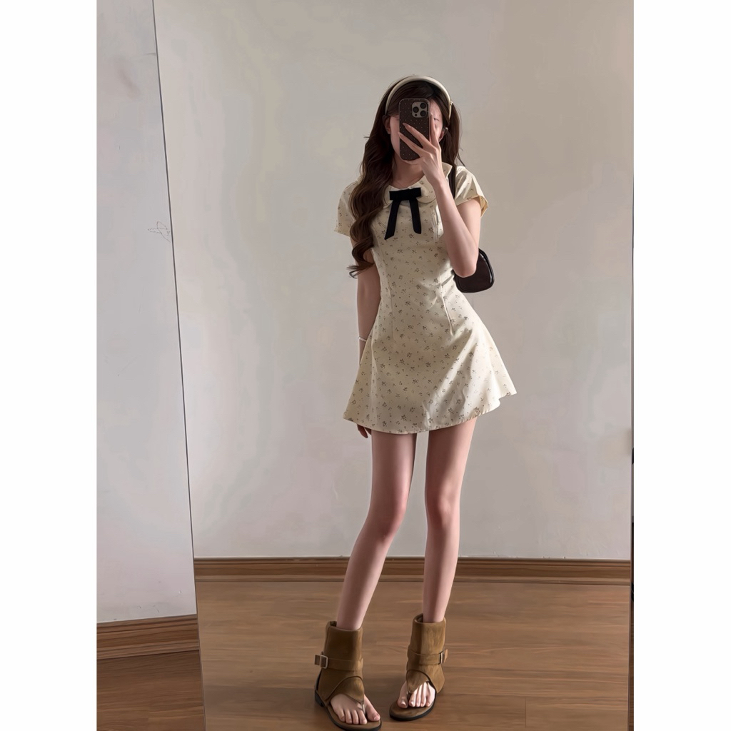 Váy hoa nhí cổ sen dáng ngắn tiểu thư xixeoshop - V130 | BigBuy360 - bigbuy360.vn