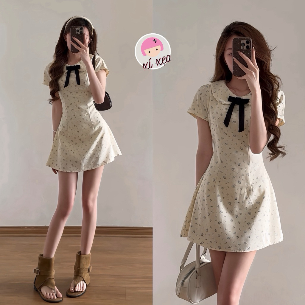 Váy hoa nhí cổ sen dáng ngắn tiểu thư xixeoshop - V130 | BigBuy360 - bigbuy360.vn