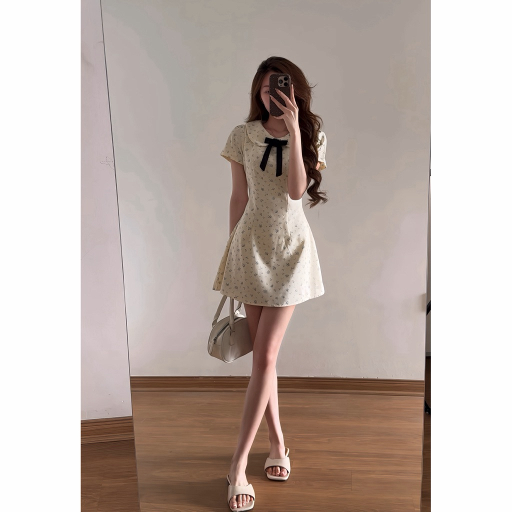 Váy hoa nhí cổ sen dáng ngắn tiểu thư xixeoshop - V130 | BigBuy360 - bigbuy360.vn