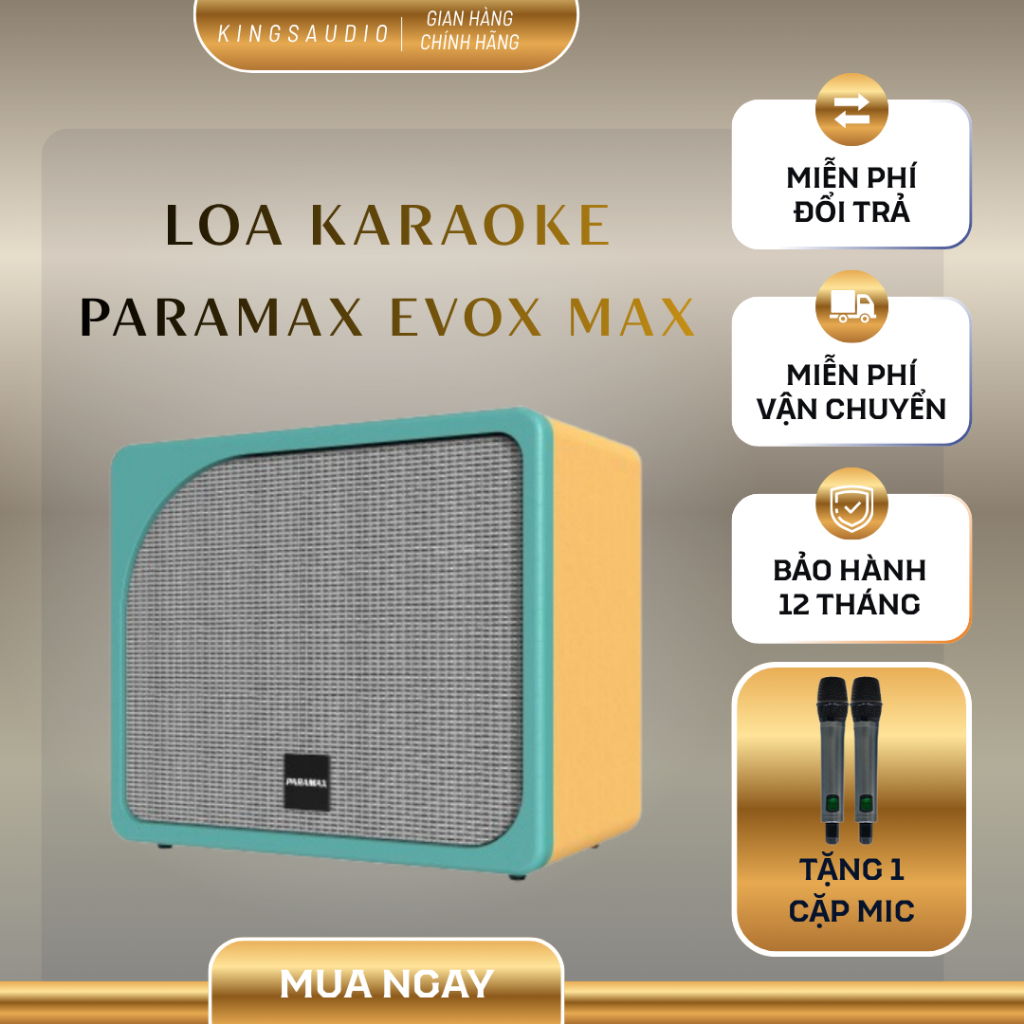 [TẶNG BỘ PIN SẠC]Loa Karaoke PARAMAX Evox Max - Bass 25cm, Chống Hú - BH 3 Năm Củ Loa/Mạch, 1 Năm Pi