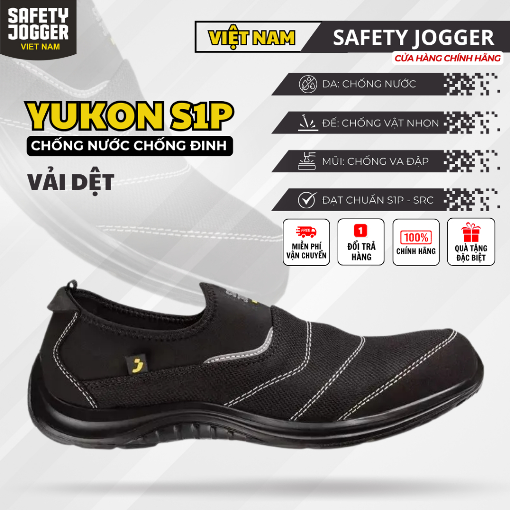 [SAFETY JOGGER] Giày Bảo Hộ Safety Jogger Yukon S1P Siêu Nhẹ Thoáng Khí Chống Dầu Chống Trơn Trượt