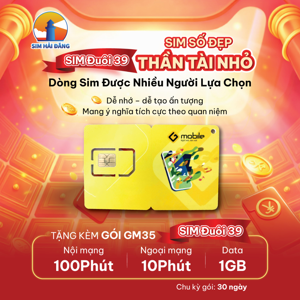 [CÓ HỖ TRỢ ESIM] SIM Gmobile Đầu 099 Số Đẹp - ĐuôI 39 Ông Địa Lộc Phát - GM35 Sóng 5G/4G Mobifone