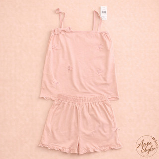 Bộ áo 2 dây nơ gài quần short chạy viền nữ Anie. Set quần áo nữ 3 màu