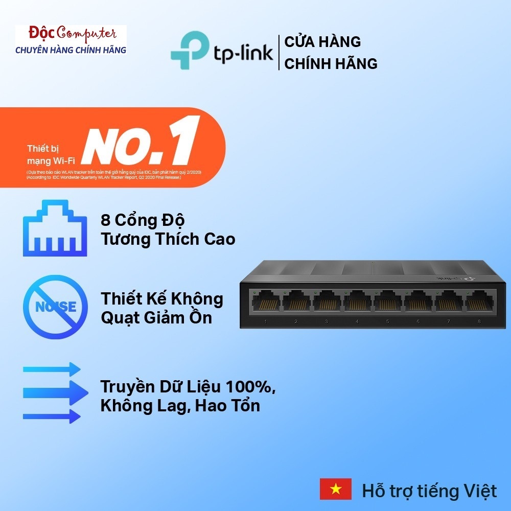 Switch Bộ chia mạng Lan 8 Cổng TPLink LS1008G Gigabit 5 Port 10/100/1000 Mbps (TL-LS1008G) - Bảo Hàn