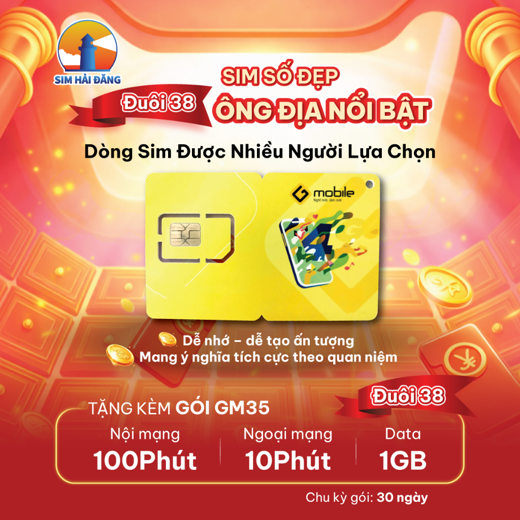[CÓ HỖ TRỢ ESIM] SIM Gmobile Đầu 099 Số Đẹp - ĐuôI 38 Ông Địa Lộc Phát - GM35 Sóng 5G/4G Mobifone