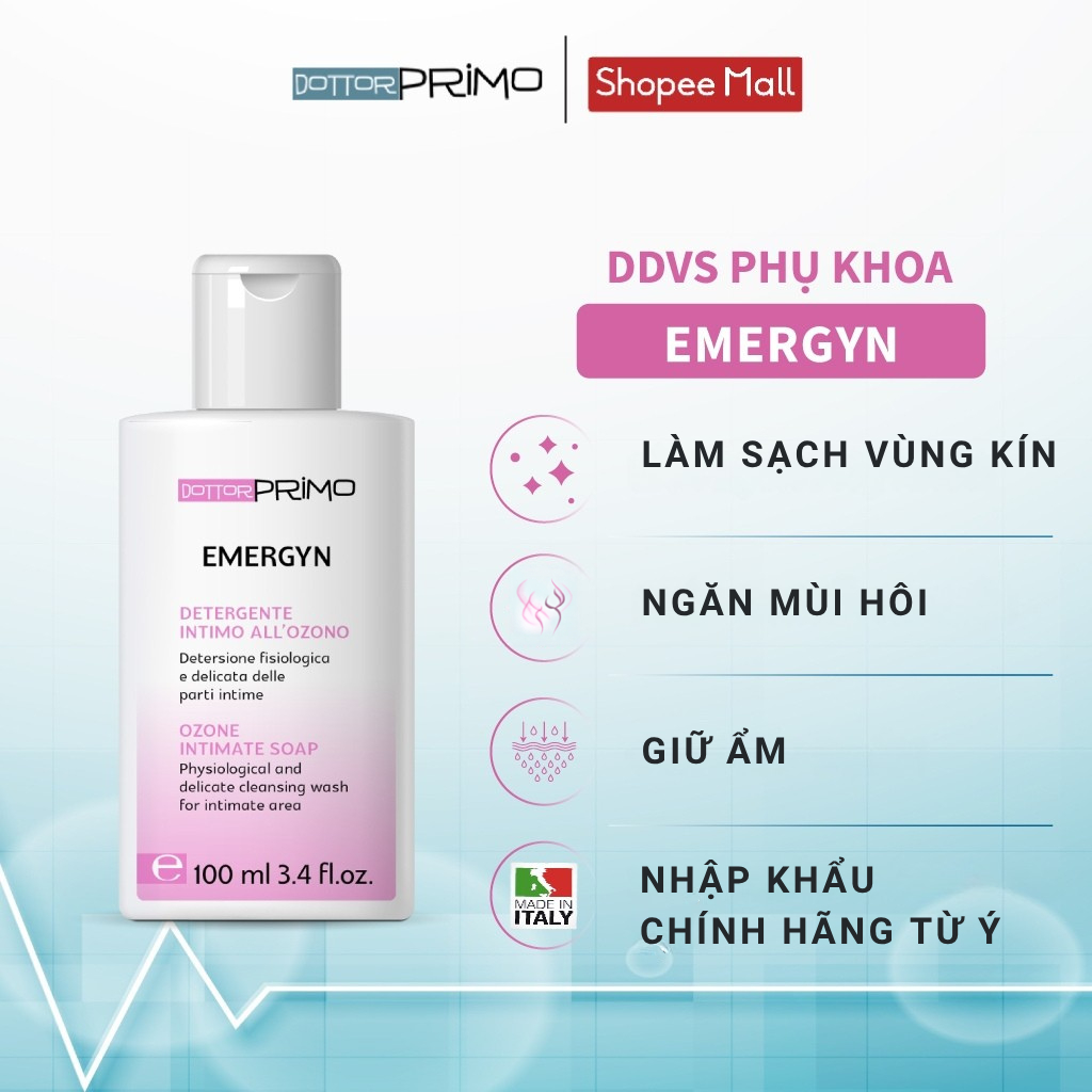 Dung Dịch Vệ Sinh DottorPrimo Emergyn - Làm Sạch, Khử Mùi Hôi, Cân Bằng pH, Dưỡng Ẩm Vùng Kín 100ml