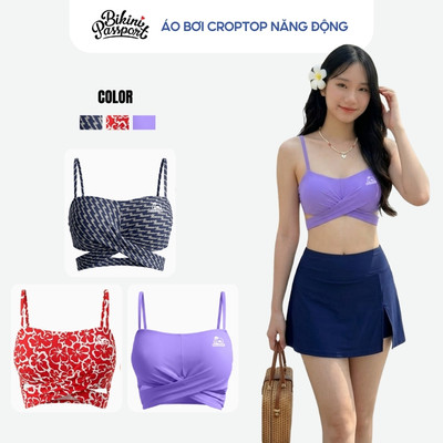 Áo bơi kín nữ croptop năng động ôm dáng đi resort - Bikini Passport - BSV371_PP