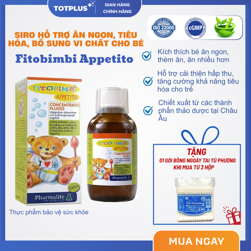 Siro Ăn Ngon Fitobimbi Appetito – Hỗ Trợ Trẻ Ăn Ngon, Tăng Hấp Thu, Giảm Biếng Ăn, Nhập Khẩu Ý