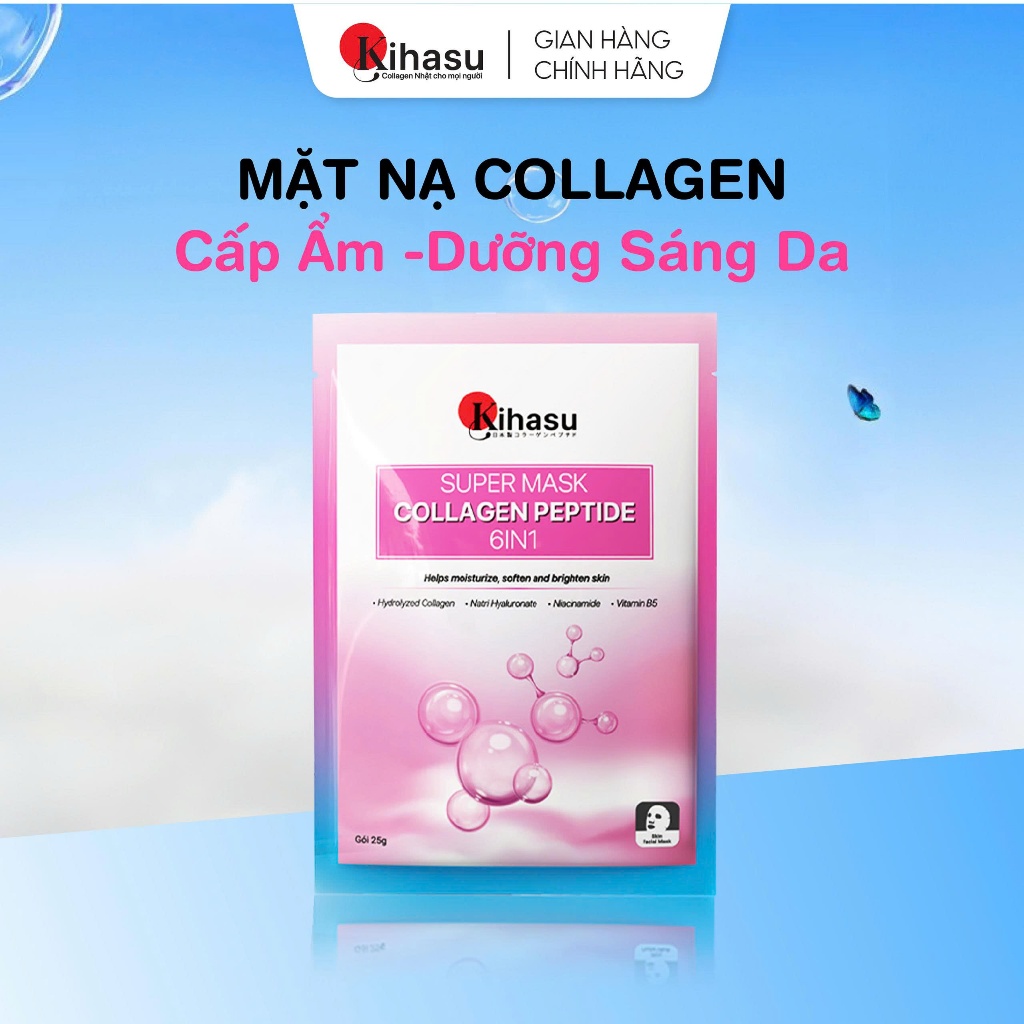 Mặt Nạ Collagen Peptide 6in1 Kihasu Dưỡng Ẩm Sâu, Phục Hồi, Trẻ Hóa, Dưỡng Da Trắng Sáng Mịn Màng
