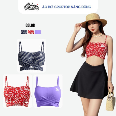 Áo bơi kín nữ croptop năng động ôm dáng đi biển - Bikini Passport - BSV371_RD