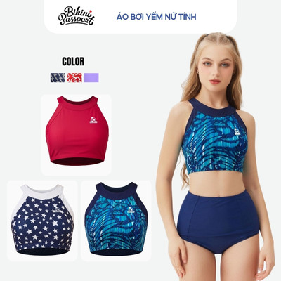 Áo bơi kín nữ yếm croptop nữ tính ôm dáng đi resort - Bikini Passport - BSV394_X
