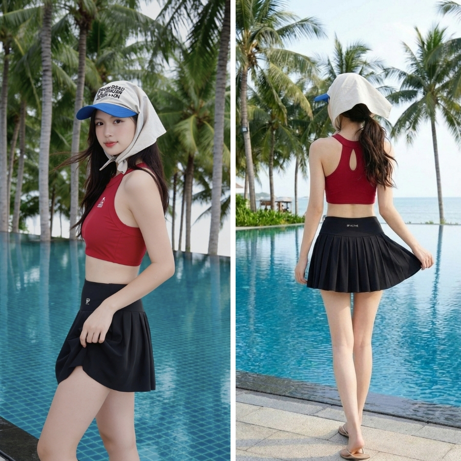 Áo bơi kín nữ yếm croptop nữ tính tôn dáng đi nghỉ dưỡng - Bikini Passport - BSV394_RD | BigBuy360 - bigbuy360.vn