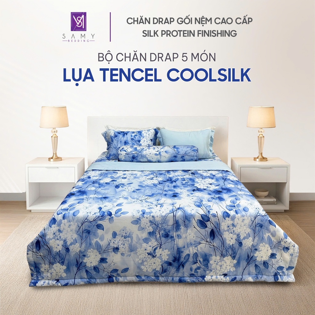 Bộ Chăn Ga Gối Lụa Tencel Coolsilk SAMY BEDDING Nhiều Mẫu Mã Cao Cấp