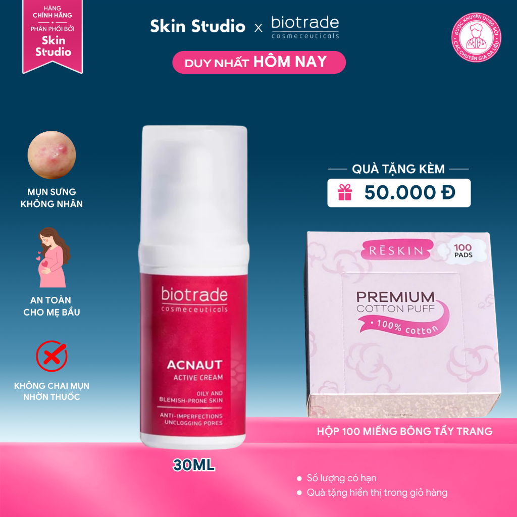 (Hỏa tốc HN) Kem Chấm Mụn Biotrade Acnaut Active Cream giảm mụn Biotrade 30ML
