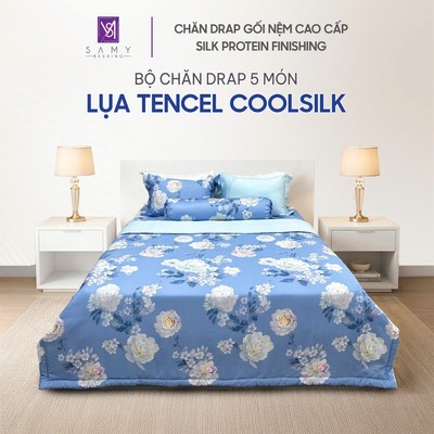 Bộ Chăn Ga Gối Lụa 5 Món Tencel Coolsilk SAMY BEDDING Cao Cấp Nhiều Mẫu Mã Đẹp