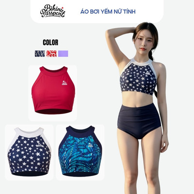Áo bơi kín nữ yếm croptop nữ tính tôn dáng đi biển - Bikini Passport - BSV394_HOT