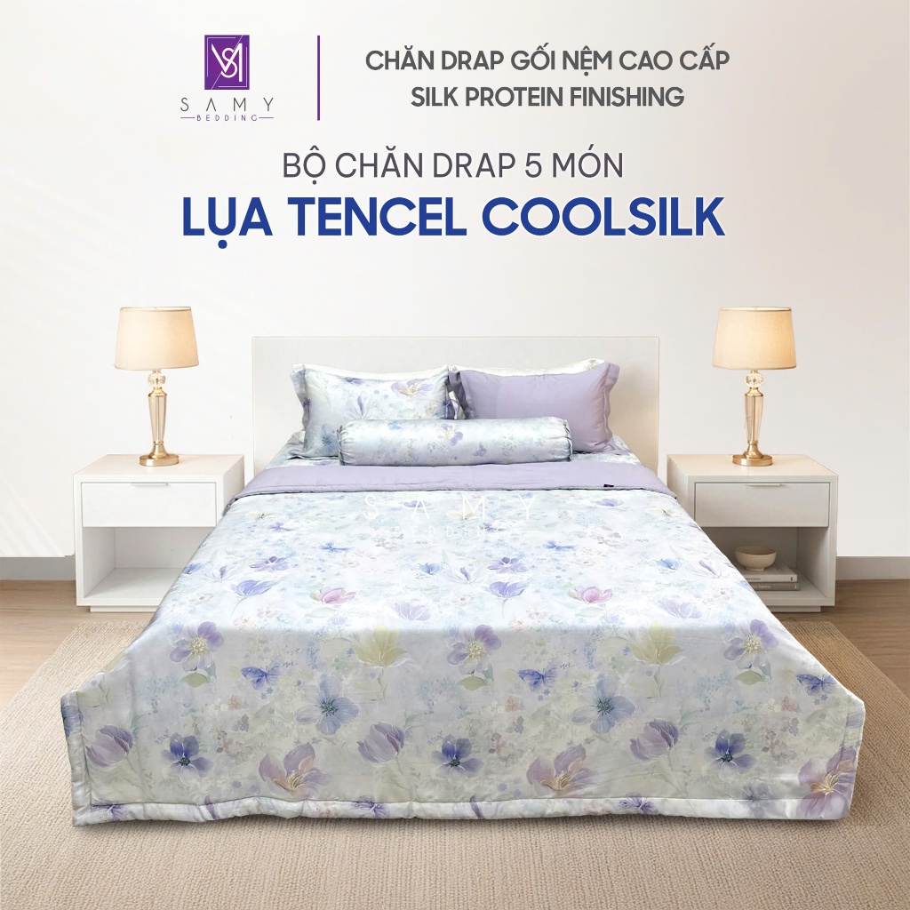 Bộ Chăn Ga Gối Lụa Tencel Coolsilk SAMY BEDDING Mát Mịn Nhiều Kiểu Dáng