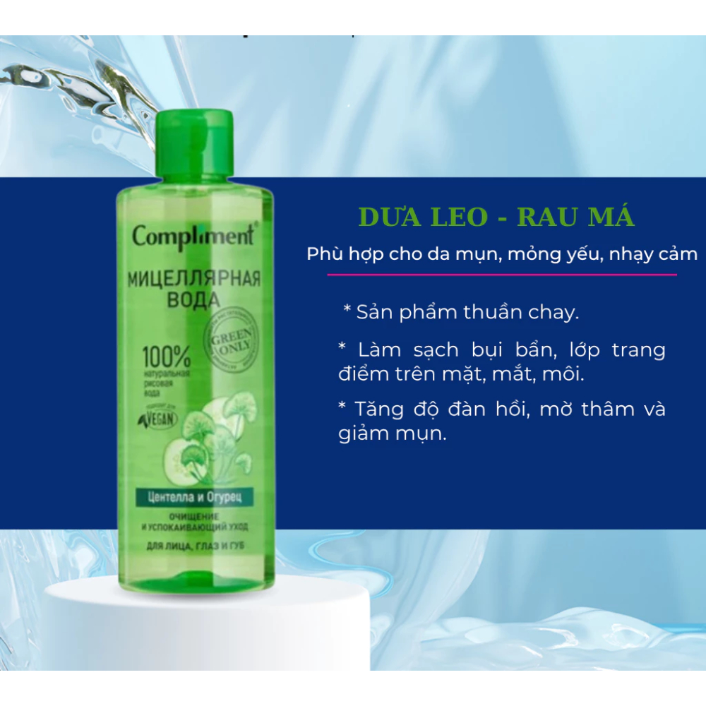Ảnh 4 của Nước Tẩy Trang Compliment dịu nhẹ, làm lạch sâu cho da mụn và da nhạy cảm 400ml