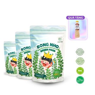 3 túi rong nho tách nước GREEN FOOD - GCAP VN (mỗi túi 100gram)  + tặng kèm chai xốt mè rang 180 ml