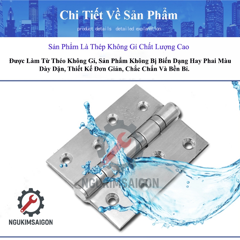 Bản Lề Lá Inox 304, Bản Lề Cửa inox Cao Cấp, Bản Lề Lá inox (Tặng Kèm Ốc Vít) BL-01