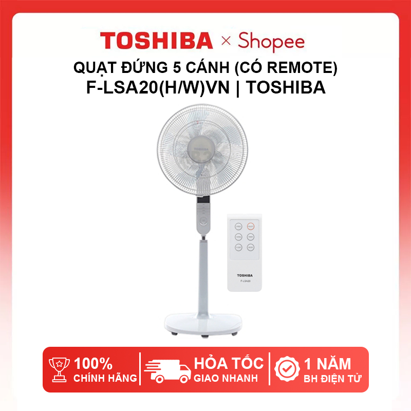 Quạt máy đứng có remote Toshiba F-LSA20(H)VN, F-LSA20(W)VN , bảo hành điện tử 1 năm