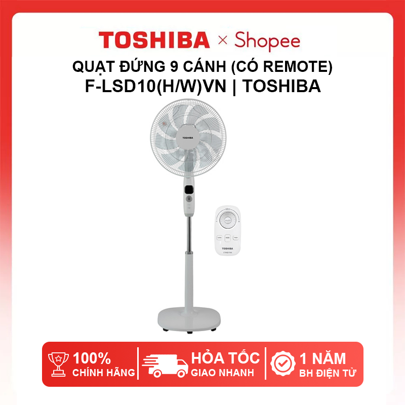 Quạt máy đứng tiết kiệm điện Toshiba F-LSD10(W)VN - F-LSD10(H)VN có remote, bảo hành 1 năm