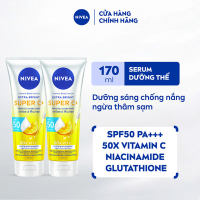 Bộ 2 Serum Dưỡng Thể & Chống Nắng NIVEA Vitamin Super C+ SPF50 PA+++ (170 ml) - 99193x2