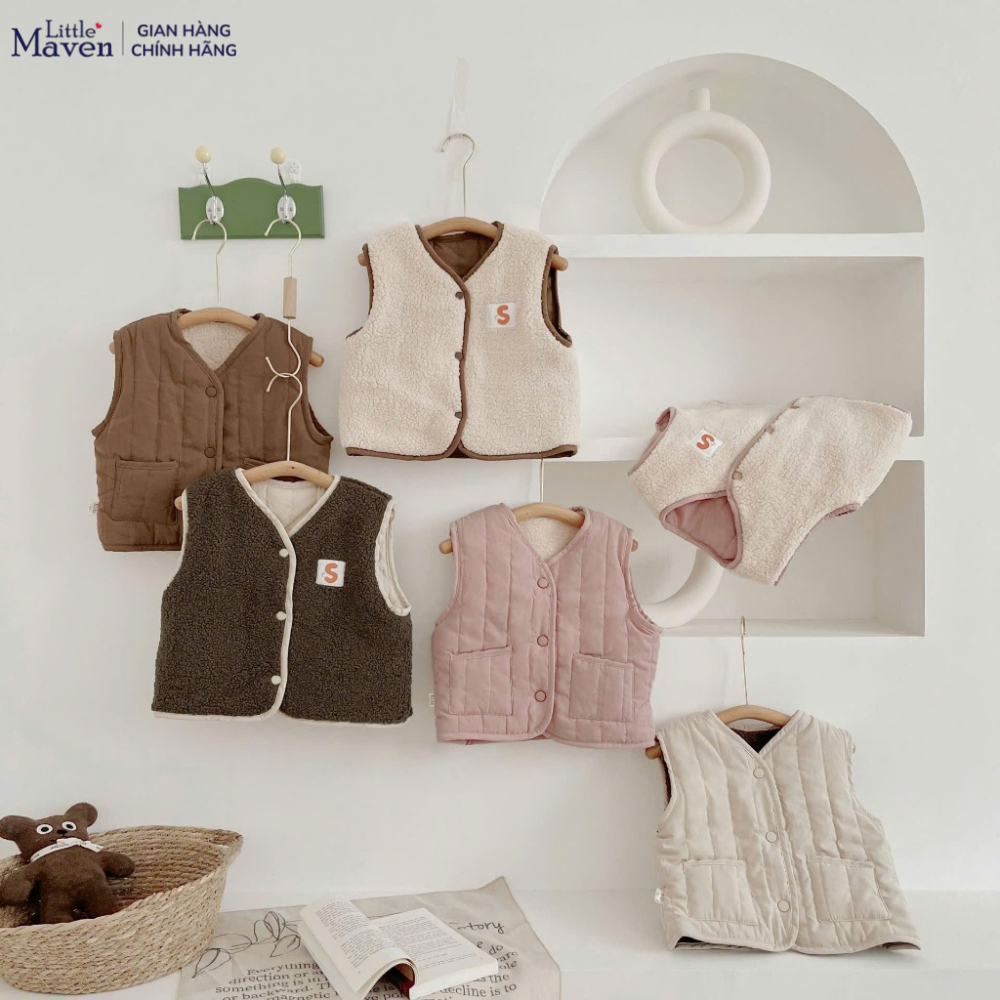 Áo gile lót lông Little Maven - Malwee 2 mặt dày dặn phong cách Hàn quốc cho bé 2-7 tuổi MT45