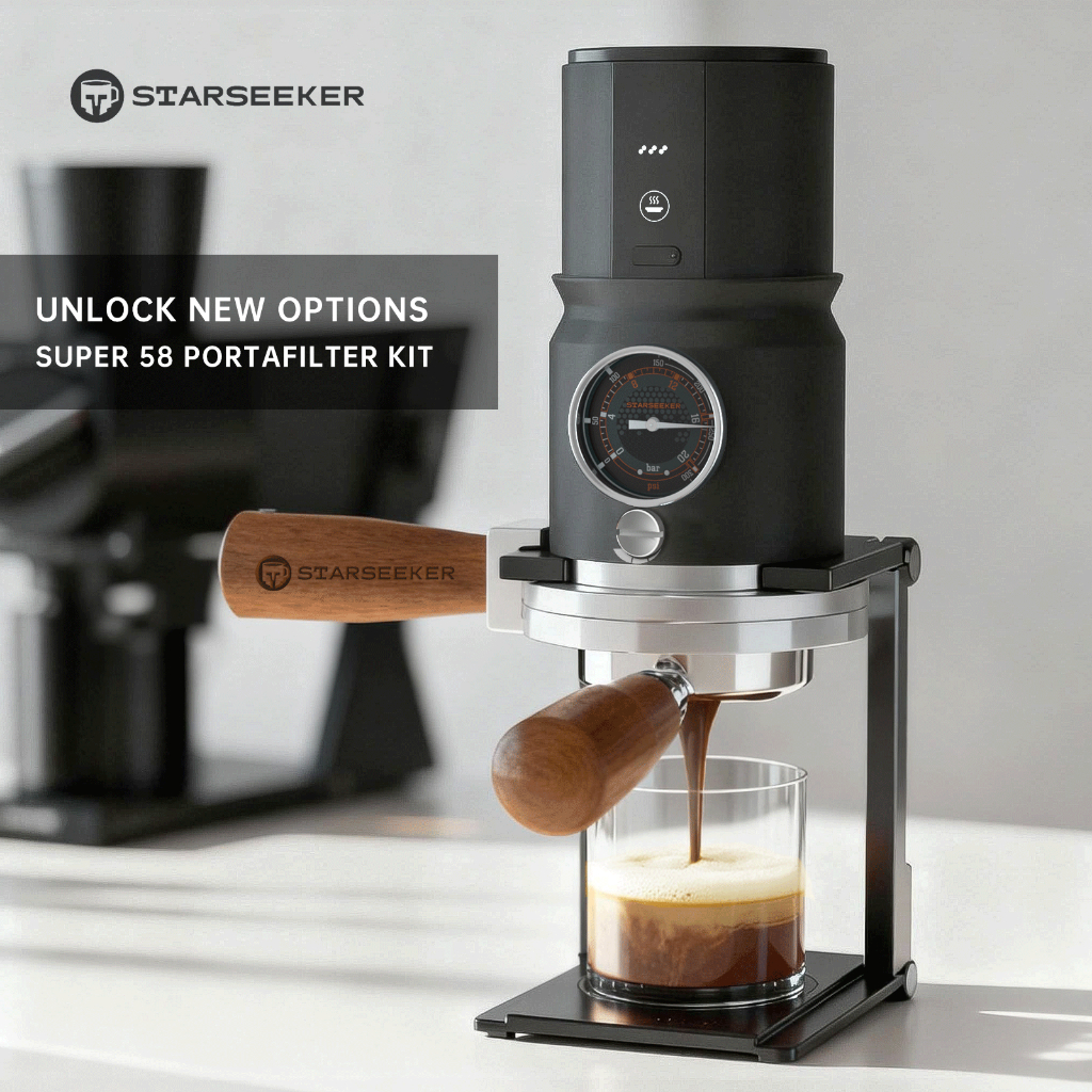 Starseeker Tay cầm máy pha cà phê không đáy kích thước 51-58mm được dùng cho Super 58 dùng cho 58mm