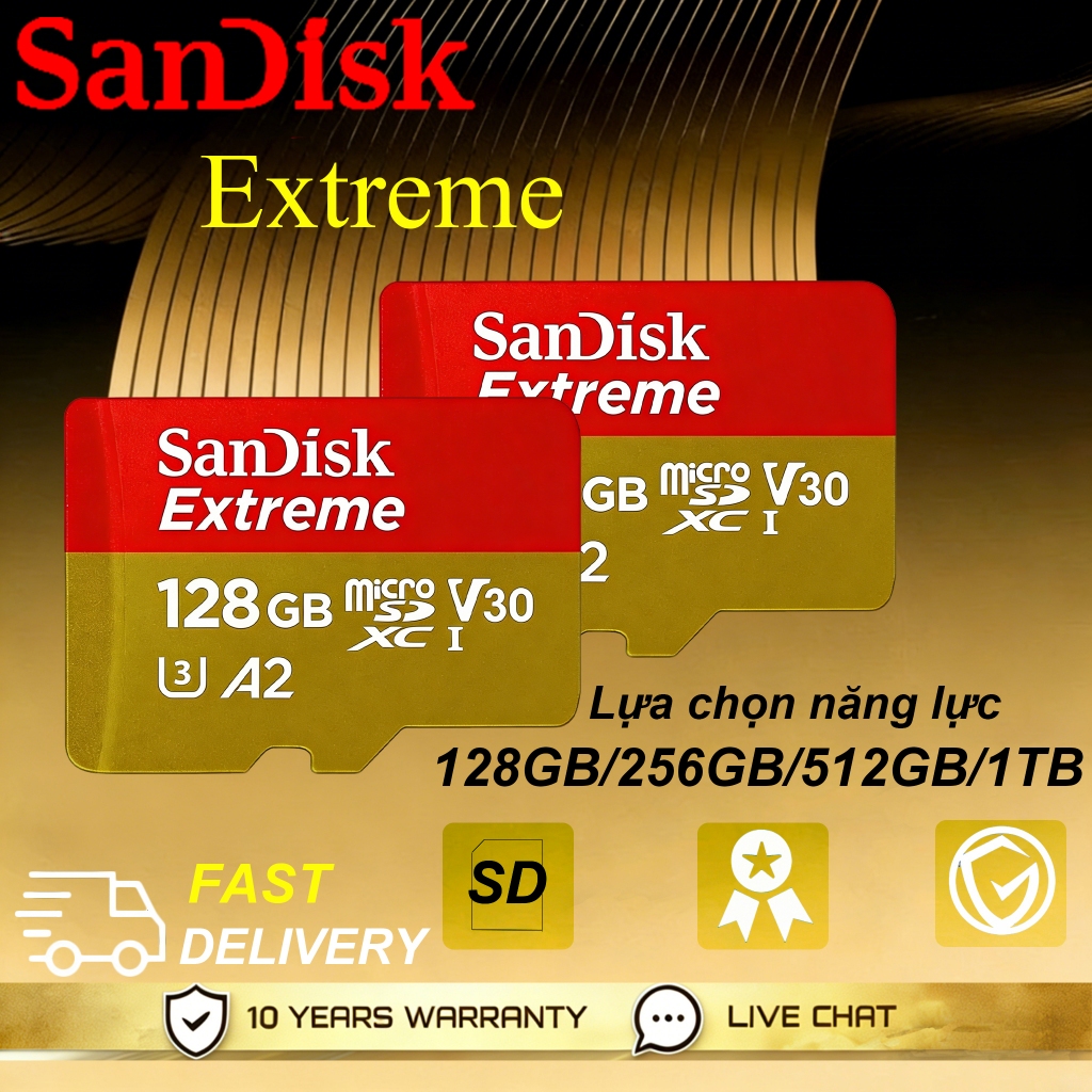 Sandisk Extreme Up To 190MB/S MicroSD Card A2 Class 10 (64GB/128GB/256GB/512GB/1TB)