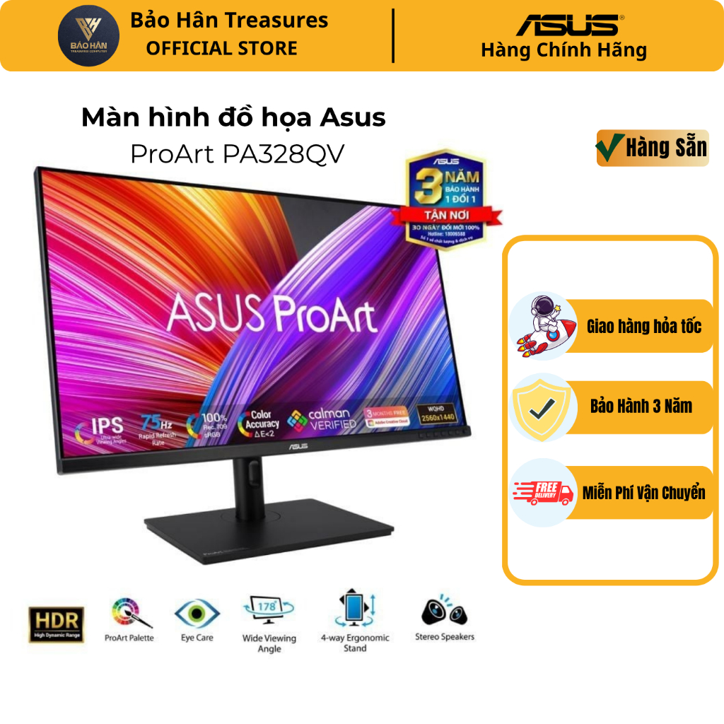 Màn hình đồ họa Asus ProArt PA328QV (32/ WQHD 2K/ IPS/ 5ms/ 75Hz/100% sRGB) - Hàng Chính Hãng