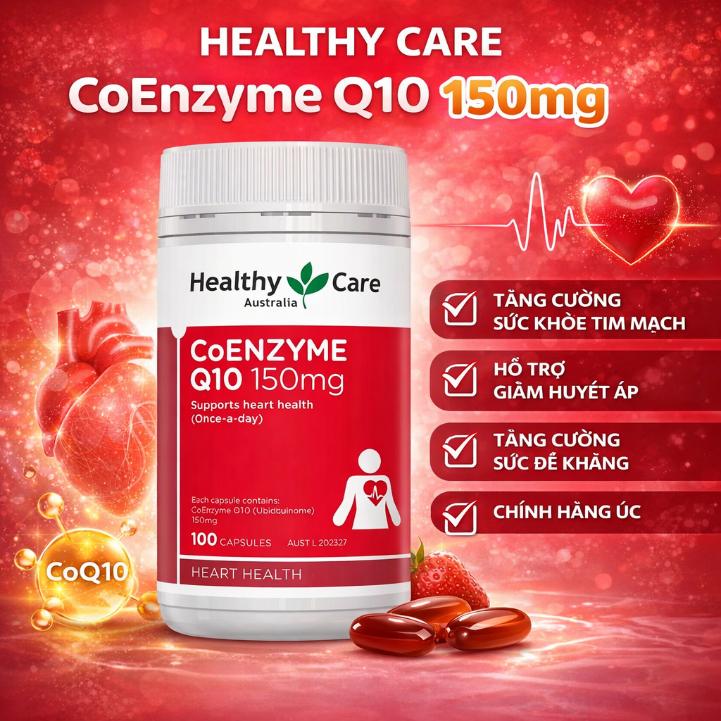Healthy Care Coenzyme Q10 150mg 100 Viên – Viên Uống CoQ10 Từ Úc