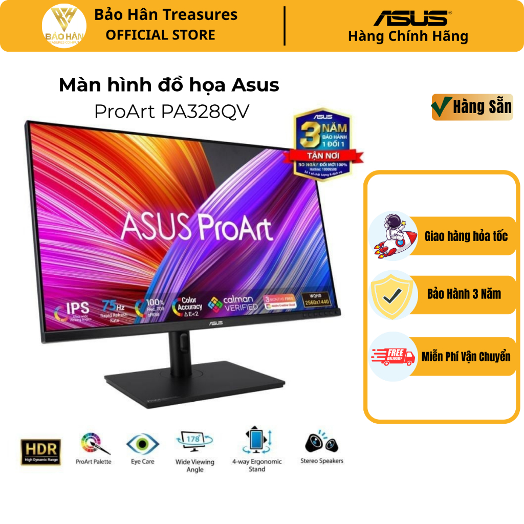 Màn hình đồ họa Asus ProArt PA328QV (32/ WQHD 2K/ IPS/ 5ms/ 75Hz/100% sRGB) - Hàng Chính Hãng