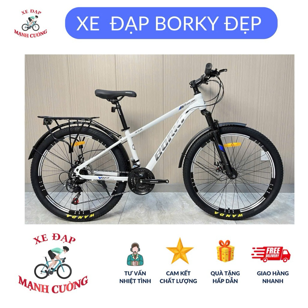 XE ĐẠP ĐỊA HÌNH BORKI 24 inch + 26 inch GIÁ RẺ TẶNG   CHẮN BÙN BÌNH NƯỚC GIÁ ĐỠ BÌNH NƯỚC
