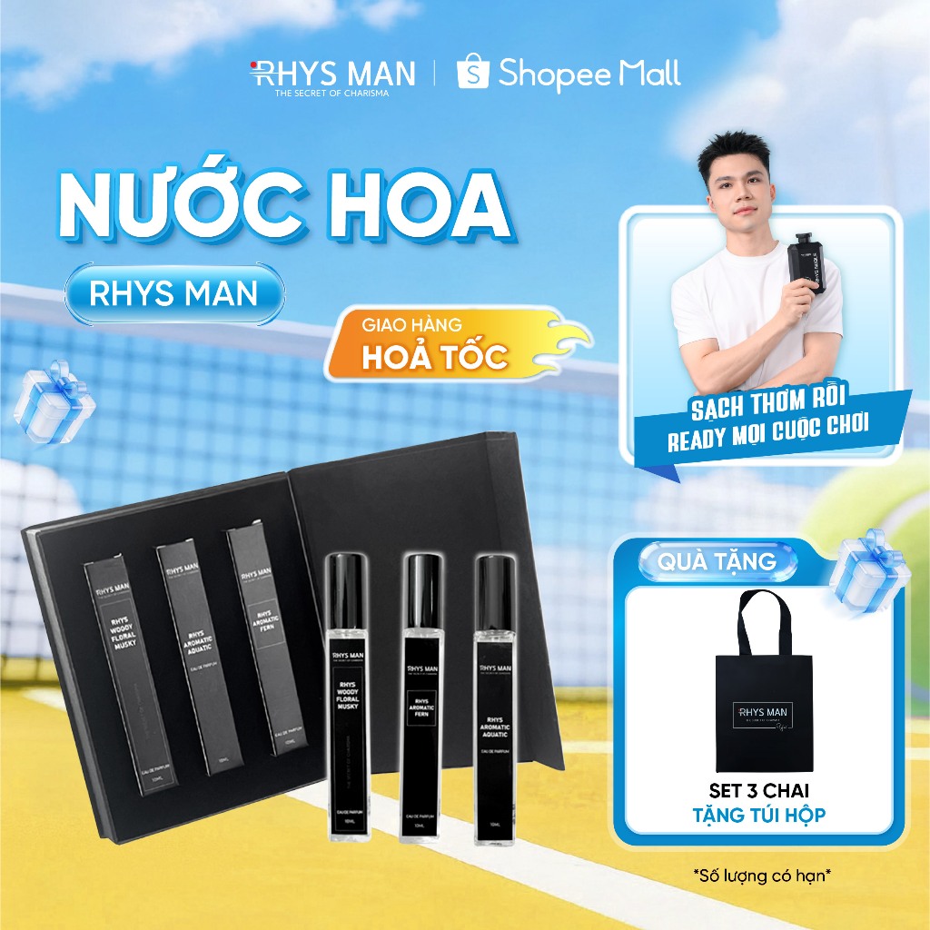 Nước hoa nam RHYS MAN lịch lãm, đẳng cấp, lưu hương tới 12h 10ml/chai