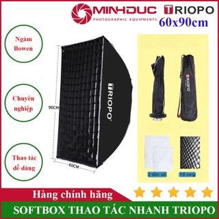 Softbox thao tác nhanh chữ nhật Triopo KD 60*90cm có lưới tổ ong MINH ĐỨC CAMERA