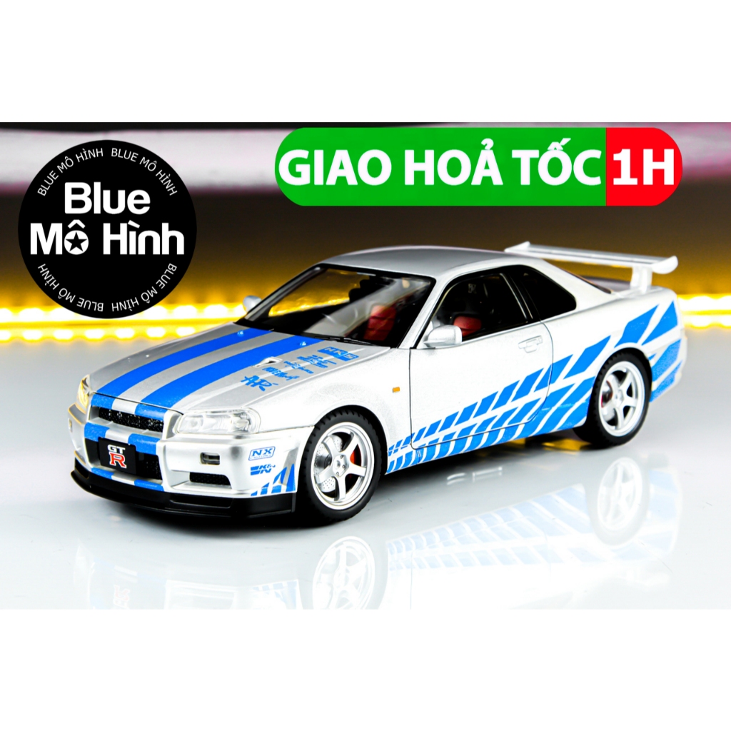 Xe mô hình Nissan Skyline GTR R34 JDM 1:18 XÁM SỌC