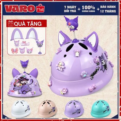 Nón Trẻ Em Thể Thao Varo Macaron Kuromi -Mũ  Vành Tròn Cho Bé Từ 2-7 Tuổi Tặng Kèm Kuromi Và Tai Mèo