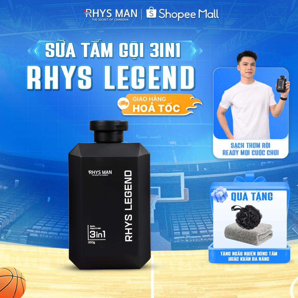 Sữa tắm gội nam 3in1 RHYS MAN hương nước hoa Rhys Legend 350ml