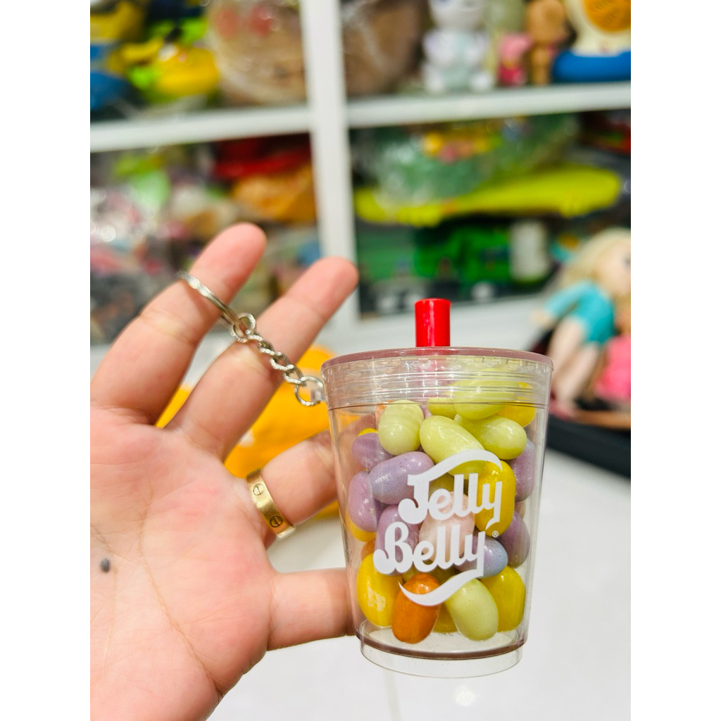 Móc khoá ly kẹo Jelly Belly Boba Milk Tea Flavored Gourmet Jelly Beans, 2.29 oz Mini Cup with Keycha