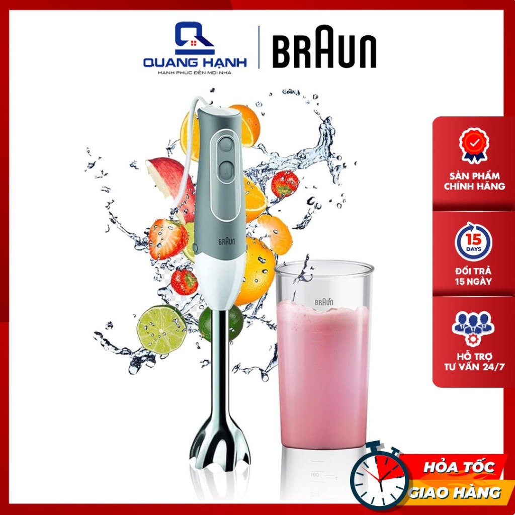 Máy Xay Cầm Tay Đơn Năng Braun MQ500 | Kèm Cốc Đong | 600W | Xay Đa Năng | Dễ Dàng Vệ Sinh | Bảo Hàn