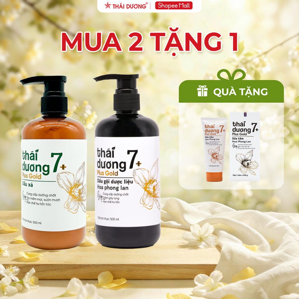 [MUA 2 TẶNG 1] Cặp Dầu gội & Dầu xả Thái Dương 7 Plus Gold 500ml tặng kèm quà